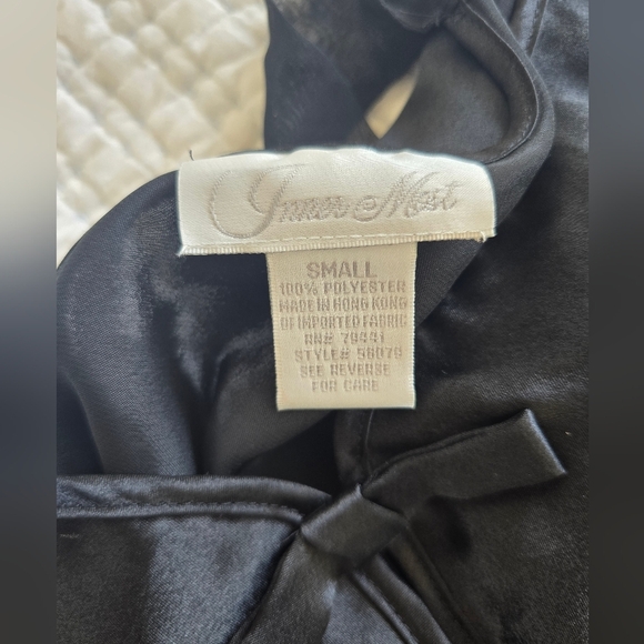 Inner Most Vintage Black Satin Slip Dress Sheer Midi – Size Small - Picture 4 of 5
